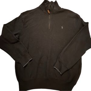 Polo Ralph Lauren Mens Pima Cotton Quarter Zip Navy Blue Pullover Sweate…